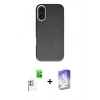 MARSİLYAN™- iPhone 16 Kılıf Zirve Modern Prime - Siyah Bilvis 5in1 3D Magic Cam Ekran Koruyucu + Beyaz Raze Metal Kamera Lens