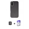 MARSİLYAN™- iPhone 16 Kılıf Zirve Modern Prime - Siyah Bilvis 5in1 3D Magic Cam Ekran Koruyucu + PVD Metal Kamera Lens - PE