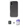 MARSİLYAN™- iPhone 16 Kılıf Zirve Modern Prime - Siyah Bilvis 5in1 3D Magic Cam Ekran Koruyucu + PVD Metal Kamera Lens - YL