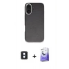 MARSİLYAN™- iPhone 16 Kılıf Zirve Modern Prime - Siyah Bilvis 5in1 5D Magic Hayalet Cam Ekran Koruyucu + PVD Metal Kamera Lens - MI