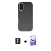 MARSİLYAN™- iPhone 16 Kılıf Zirve Modern Prime - Siyah Bilvis 5in1 5D Magic Hayalet Cam Ekran Koruyucu + PVD Metal Kamera Lens - YL