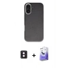 MARSİLYAN™- iPhone 16 Kılıf Zirve Modern Prime - Siyah Bilvis 5in1 5D Magic Hayalet Cam Ekran Koruyucu + PVD Metal Kamera Lens - PE