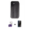 MARSİLYAN™- iPhone 16 Kılıf Zirve Yansıma Serisi - Siyah 3D Antistatik Hayalet Cam Ekran Koruyucu + Bilvis Titan Kamera Lens - SH