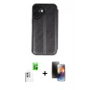 MARSİLYAN™- iPhone 16 Kılıf Zirve Yansıma Serisi - Siyah 3D Antistatik Mat Seramik Nano Ekran Koruyucu + Raze Metal Kamera Lens - BZ