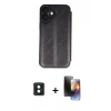 MARSİLYAN™- iPhone 16 Kılıf Zirve Yansıma Serisi - Siyah 3D Antistatik Mat Seramik Nano Ekran Koruyucu + PVD Metal Kamera Lens - YL