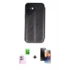MARSİLYAN™- iPhone 16 Kılıf Zirve Yansıma Serisi - Siyah 3D Antistatik Mat Seramik Nano Ekran Koruyucu + Raze Metal Kamera Lens - PE