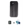 MARSİLYAN™- iPhone 16 Kılıf Zirve Yansıma Serisi - Siyah 3D Antistatik Seramik Nano Ekran Koruyucu + PVD Metal Kamera Lens - YL