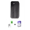 MARSİLYAN™- iPhone 16 Kılıf Zirve Yansıma Serisi - Siyah Bilvis 5in1 3D Magic Cam Ekran Koruyucu + Raze Metal Kamera Lens - BZ