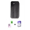 MARSİLYAN™- iPhone 16 Kılıf Zirve Yansıma Serisi - Siyah Bilvis 5in1 3D Magic Cam Ekran Koruyucu + Pembe Raze Metal Kamera Lens