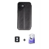 MARSİLYAN™- iPhone 16 Kılıf Zirve Yansıma Serisi - Siyah Bilvis 5in1 5D Magic Hayalet Cam Ekran Koruyucu + PVD Metal Kamera Lens - MI