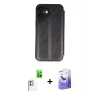 MARSİLYAN™- iPhone 16 Kılıf Zirve Yansıma Serisi - Siyah Bilvis 5in1 5D Magic Hayalet Cam Ekran Koruyucu + Raze Metal Kamera Lens - BZ