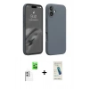 MARSİLYAN™- iPhone 16 Plus Kılıf Ahenk Serisi - Şeffaf Pasifik Cam Ekran Koruyucu + Raze Metal Kamera Lens - BZ