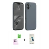 MARSİLYAN™- iPhone 16 Plus Kılıf Ahenk Serisi - Şeffaf Pasifik Cam Ekran Koruyucu + Raze Metal Kamera Lens - PE
