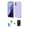 MARSİLYAN™- iPhone 16 Plus Kılıf Ahenk Serisi - Siyah 3D Antistatik Hayalet Cam Ekran Koruyucu + Raze Metal Kamera Lens - LT
