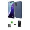 MARSİLYAN™- iPhone 16 Plus Kılıf Ahenk Serisi - Siyah 3D Antistatik Hayalet Cam Ekran Koruyucu + Raze Metal Kamera Lens - SH