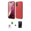 MARSİLYAN™- iPhone 16 Plus Kılıf Ahenk Serisi - Siyah 3D Antistatik Hayalet Cam Ekran Koruyucu + Raze Metal Kamera Lens - PE