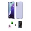 MARSİLYAN™- iPhone 16 Plus Kılıf Ahenk Serisi - Siyah 3D Antistatik Hayalet Cam Ekran Koruyucu + Raze Metal Kamera Lens - PE