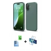 MARSİLYAN™- iPhone 16 Plus Kılıf Ahenk Serisi - Siyah 3D Antistatik Seramik Nano Ekran Koruyucu + Raze Metal Kamera Lens - LT