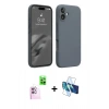 MARSİLYAN™- iPhone 16 Plus Kılıf Ahenk Serisi - Siyah 3D Antistatik Seramik Nano Ekran Koruyucu + Raze Metal Kamera Lens - PE