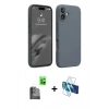 MARSİLYAN™- iPhone 16 Plus Kılıf Ahenk Serisi - Siyah 3D Antistatik Seramik Nano Ekran Koruyucu + Raze Metal Kamera Lens - SH