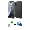 MARSİLYAN™- iPhone 16 Plus Kılıf Ahenk Serisi - Siyah 3D Antistatik Seramik Nano Ekran Koruyucu + Raze Metal Kamera Lens - BZ