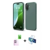 MARSİLYAN™- iPhone 16 Plus Kılıf Ahenk Serisi - Siyah 3D Antistatik Seramik Nano Ekran Koruyucu + Raze Metal Kamera Lens - PE