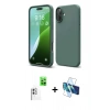 MARSİLYAN™- iPhone 16 Plus Kılıf Ahenk Serisi - Siyah 3D Antistatik Seramik Nano Ekran Koruyucu + Raze Metal Kamera Lens - BZ