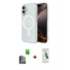 MARSİLYAN™- iPhone 16 Plus Kılıf Ahenk Yansıma Prime - Şeffaf Pasifik Cam Ekran Koruyucu + Raze Metal Kamera Lens - SH