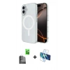 MARSİLYAN™- iPhone 16 Plus Kılıf Ahenk Yansıma Prime - Siyah 3D Antistatik Cam Ekran Koruyucu + Raze Metal Kamera Lens - SH