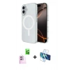 MARSİLYAN™- iPhone 16 Plus Kılıf Ahenk Yansıma Prime - Siyah 3D Antistatik Seramik Nano Ekran Koruyucu + Raze Metal Kamera Lens - PE