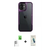 MARSİLYAN™- iPhone 16 Plus Kılıf Akış Çizgi Koleksiyonu - Şeffaf Pasifik Cam Ekran Koruyucu + Raze Metal Kamera Lens - BZ