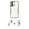 MARSİLYAN™- iPhone 16 Plus Kılıf Akış Çizgi Koleksiyonu - Şeffaf Pasifik Cam Ekran Koruyucu + Raze Metal Kamera Lens - BZ