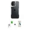 MARSİLYAN™- iPhone 16 Plus Kılıf Akış Çizgi Koleksiyonu - Şeffaf Pasifik Cam Ekran Koruyucu + Raze Metal Kamera Lens - BZ