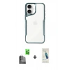 MARSİLYAN™- iPhone 16 Plus Kılıf Akış Çizgi Koleksiyonu - Şeffaf Pasifik Cam Ekran Koruyucu + Raze Metal Kamera Lens - SH