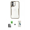 MARSİLYAN™- iPhone 16 Plus Kılıf Akış Çizgi Koleksiyonu - Şeffaf Pasifik Cam Ekran Koruyucu + Raze Metal Kamera Lens - SH