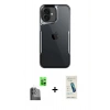 MARSİLYAN™- iPhone 16 Plus Kılıf Akış Çizgi Koleksiyonu - Şeffaf Pasifik Cam Ekran Koruyucu + Raze Metal Kamera Lens - SH