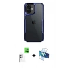 MARSİLYAN™- iPhone 16 Plus Kılıf Akış Çizgi Koleksiyonu - Siyah 3D Antistatik Cam Ekran Koruyucu + Raze Metal Kamera Lens - BZ