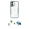 MARSİLYAN™- iPhone 16 Plus Kılıf Akış Çizgi Koleksiyonu - Siyah 3D Antistatik Cam Ekran Koruyucu + Raze Metal Kamera Lens - BZ