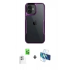 MARSİLYAN™- iPhone 16 Plus Kılıf Akış Çizgi Koleksiyonu - Siyah 3D Antistatik Cam Ekran Koruyucu + Raze Metal Kamera Lens - BZ