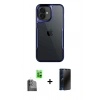 MARSİLYAN™- iPhone 16 Plus Kılıf Akış Çizgi Koleksiyonu - Siyah 3D Antistatik Hayalet Cam Ekran Koruyucu + Raze Metal Kamera Lens - SH
