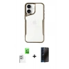 MARSİLYAN™- iPhone 16 Plus Kılıf Akış Çizgi Koleksiyonu - Siyah 3D Antistatik Hayalet Cam Ekran Koruyucu + Raze Metal Kamera Lens - BZ