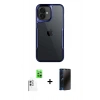 MARSİLYAN™- iPhone 16 Plus Kılıf Akış Çizgi Koleksiyonu - Siyah 3D Antistatik Hayalet Cam Ekran Koruyucu + Raze Metal Kamera Lens - BZ