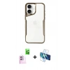MARSİLYAN™- iPhone 16 Plus Kılıf Akış Çizgi Koleksiyonu - Siyah 3D Antistatik Seramik Nano Ekran Koruyucu + Raze Metal Kamera Lens - PE