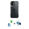 MARSİLYAN™- iPhone 16 Plus Kılıf Akış Çizgi Koleksiyonu - Siyah 3D Antistatik Seramik Nano Ekran Koruyucu + Raze Metal Kamera Lens - LT