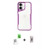 MARSİLYAN™- iPhone 16 Plus Kılıf Akış Çizgi Koleksiyonu - Siyah Bilvis 3D Cam Ekran Koruyucu + Raze Metal Kamera Lens - BZ
