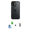 MARSİLYAN™- iPhone 16 Plus Kılıf Akış Çizgi Koleksiyonu - Siyah Bilvis 3D Cam Ekran Koruyucu + Raze Metal Kamera Lens - LT