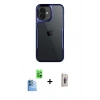 MARSİLYAN™- iPhone 16 Plus Kılıf Akış Çizgi Koleksiyonu - Siyah Bilvis 3D Cam Ekran Koruyucu + Raze Metal Kamera Lens - LT