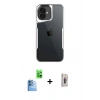 MARSİLYAN™- iPhone 16 Plus Kılıf Akış Çizgi Koleksiyonu - Siyah Bilvis 3D Cam Ekran Koruyucu + Raze Metal Kamera Lens - LT