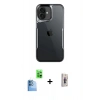 MARSİLYAN™- iPhone 16 Plus Kılıf Akış Çizgi Koleksiyonu - Siyah Bilvis 3D Cam Ekran Koruyucu + Raze Metal Kamera Lens - LT