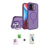 MARSİLYAN™- iPhone 16 Plus Kılıf Akış Form - Şeffaf Pasifik Cam Ekran Koruyucu + Pembe Raze Metal Kamera Lens
